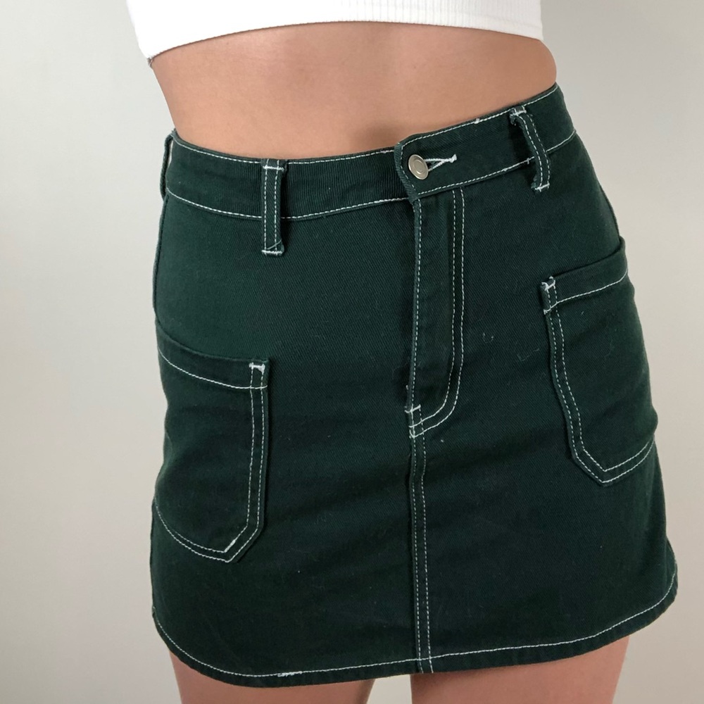 Dark green denim skirt!
